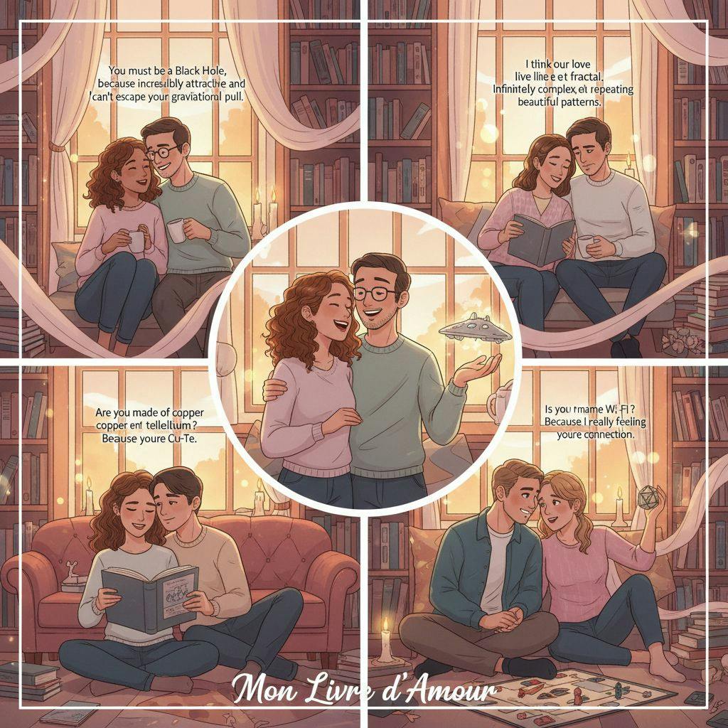 Beautiful illustration for nerdy pickup lines