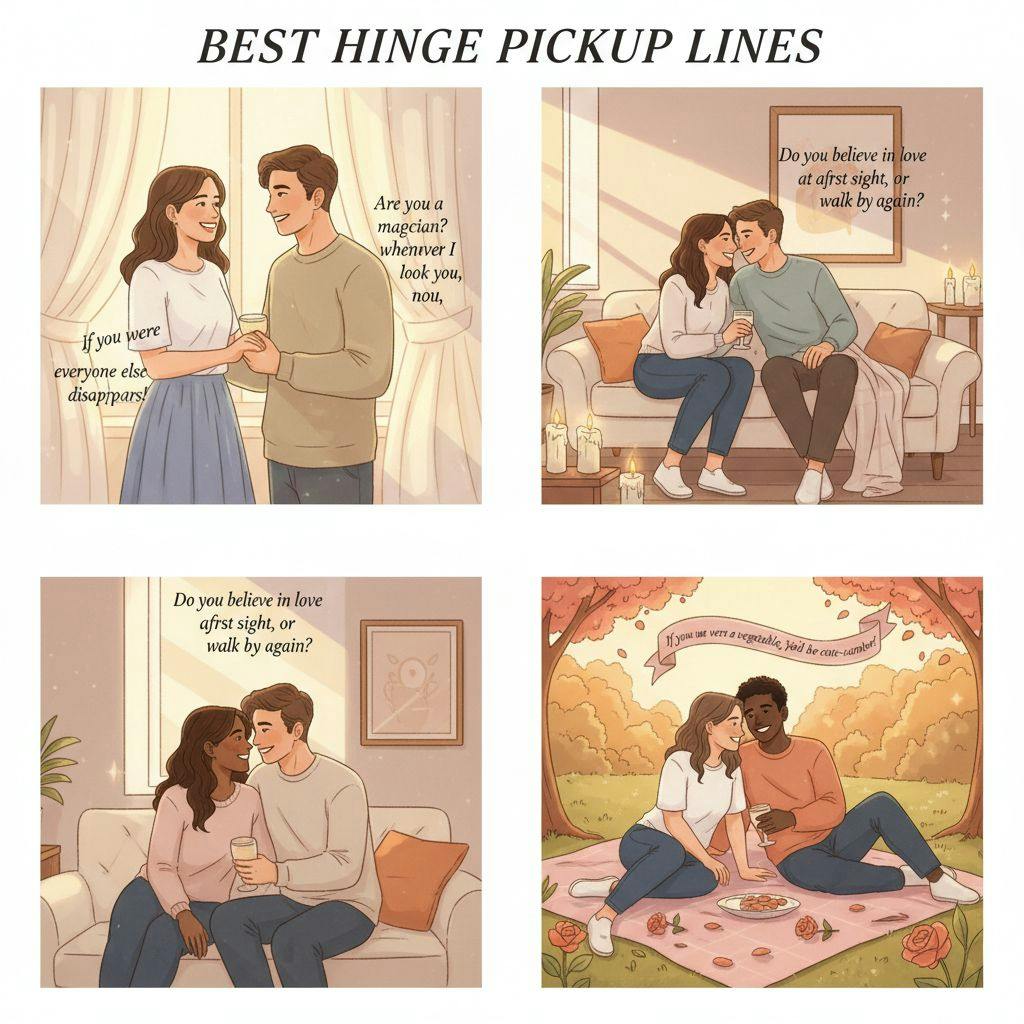 Beautiful illustration for best pickup lines for hinge