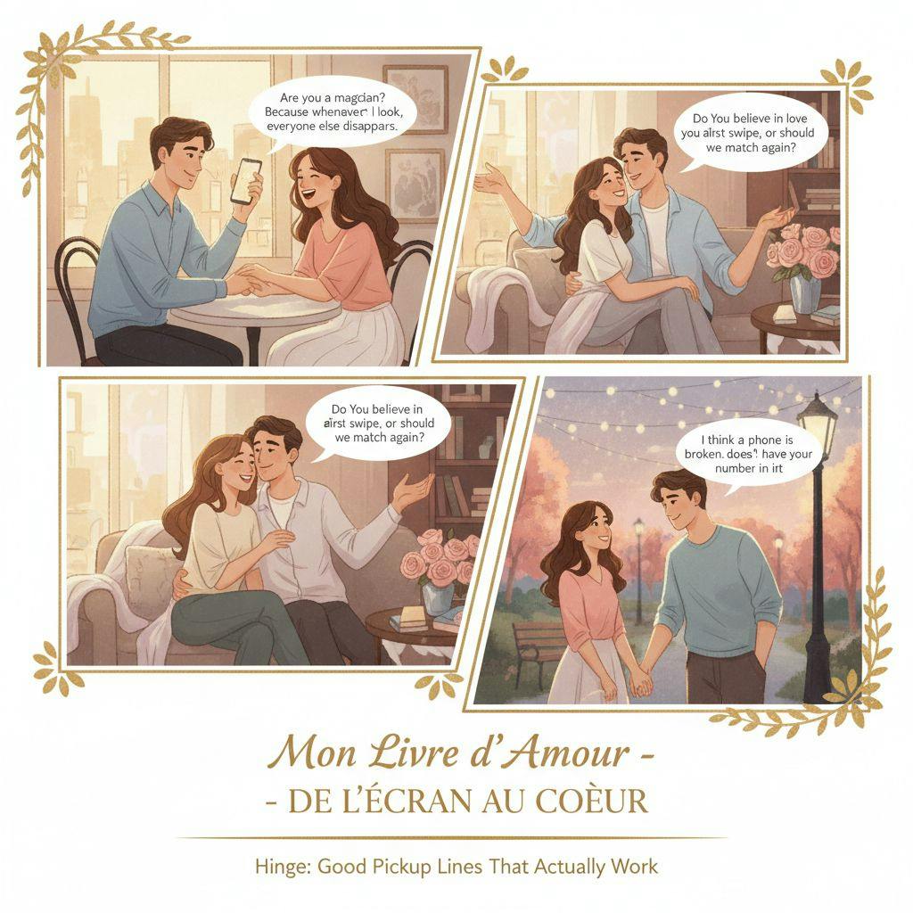 Beautiful illustration for good pickup lines for hinge