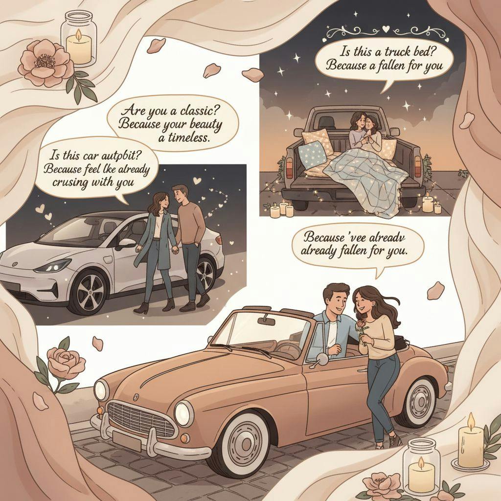 Beautiful illustration for car pickup lines