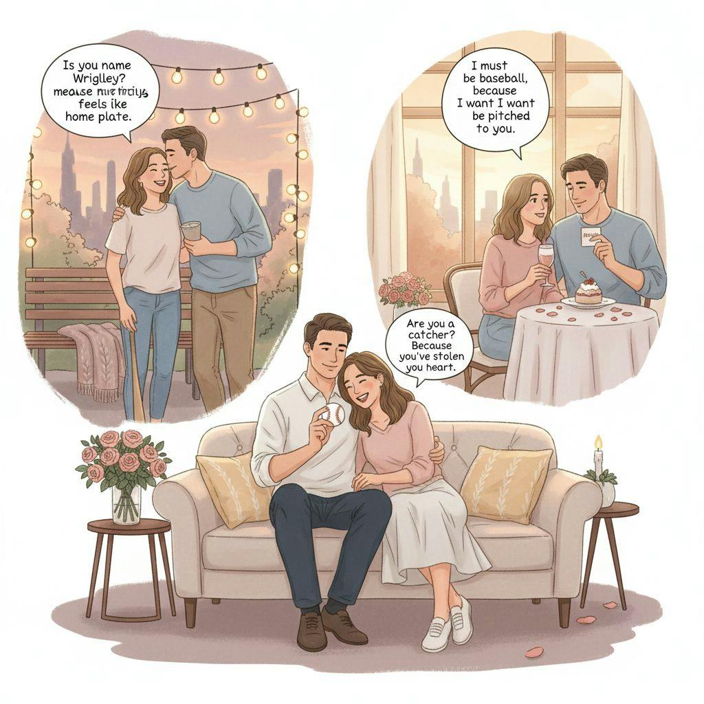 Beautiful illustration for baseball pickup lines