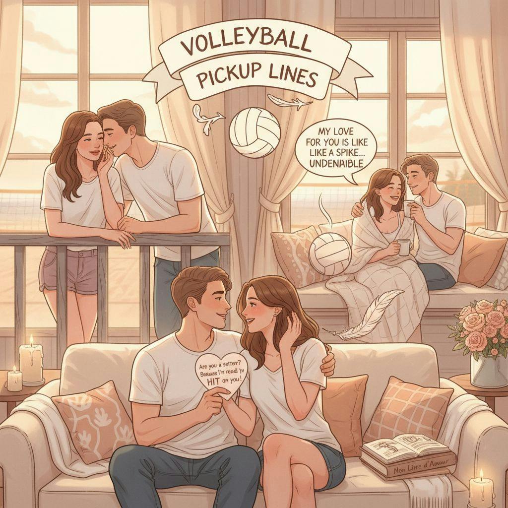 Beautiful illustration for volleyball pickup lines