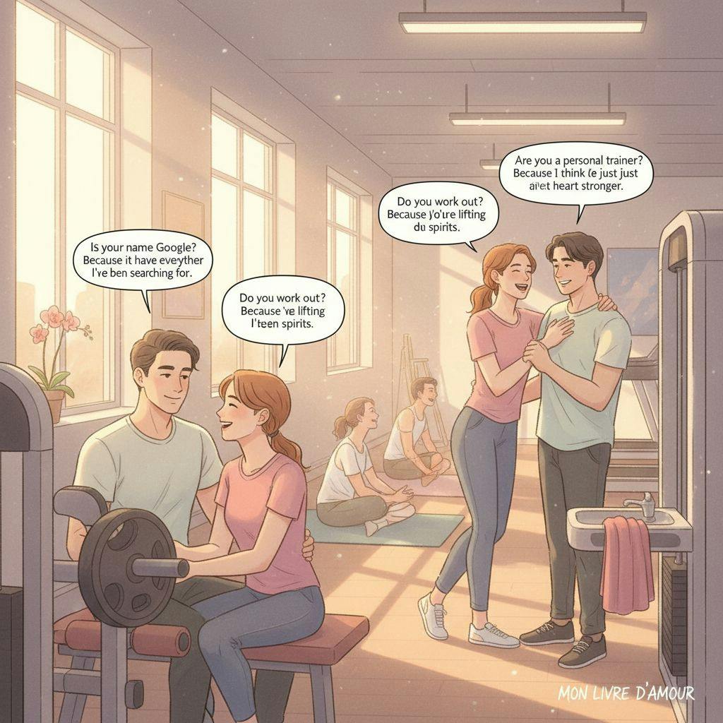 Beautiful illustration for gym pickup lines