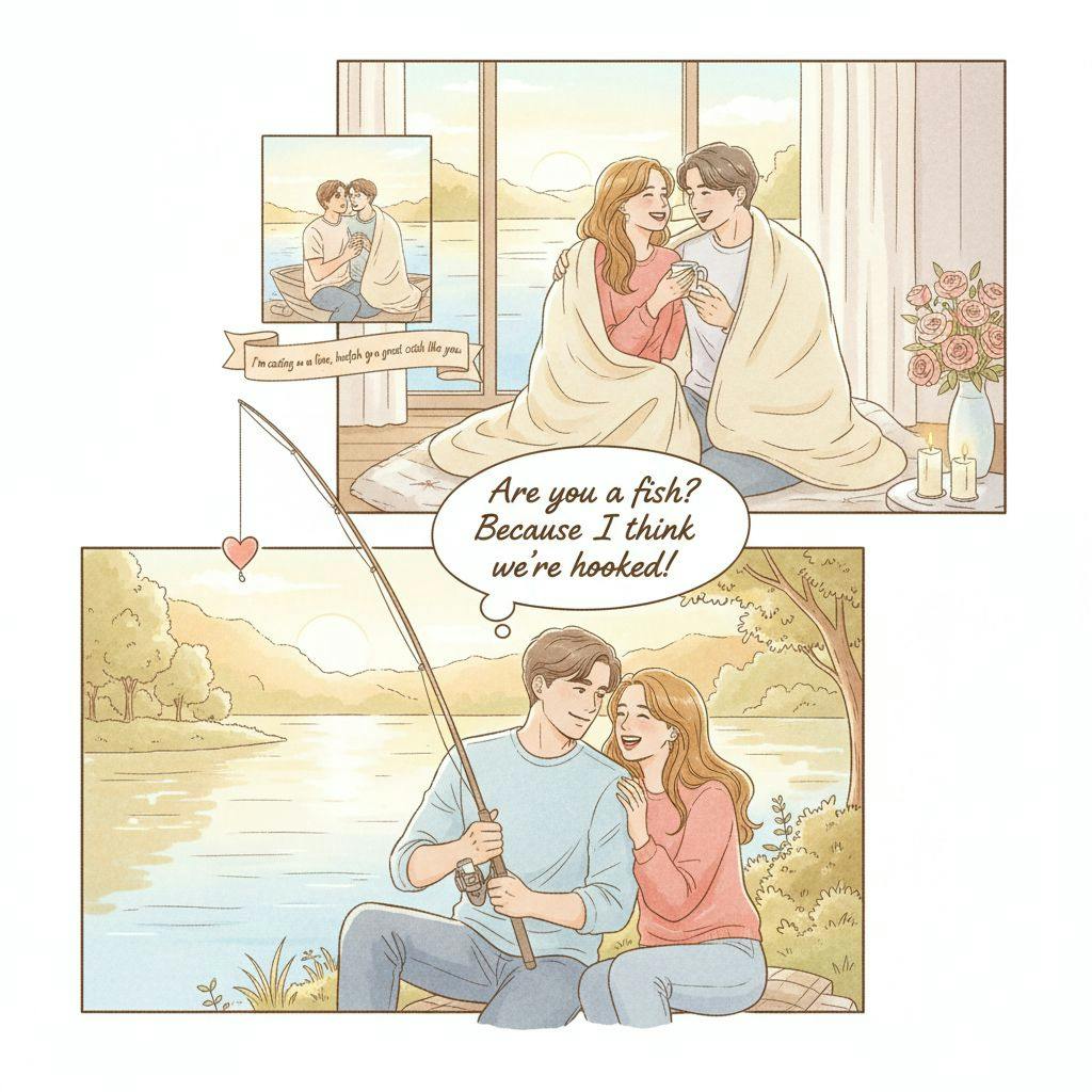 Beautiful illustration for fishing pickup lines