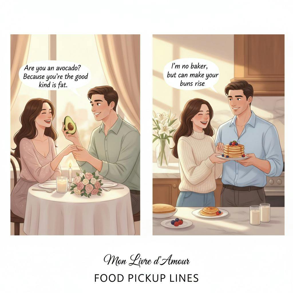 Beautiful illustration for food pickup lines