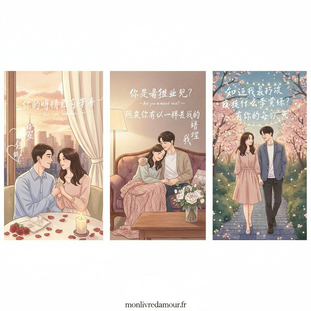 Beautiful illustration for chinese pickup lines