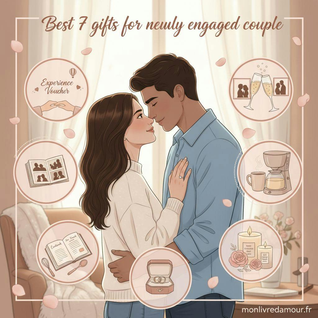 Beautiful illustration for Best 7 gifts for newly engaged couple