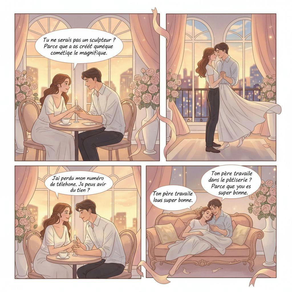 Beautiful illustration for french pickup lines