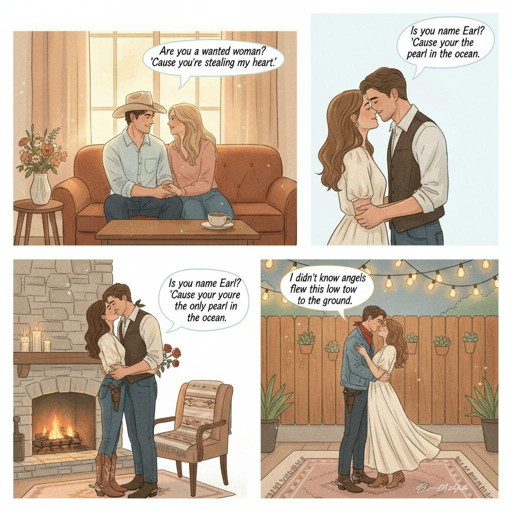 Beautiful illustration for cowboy pickup lines