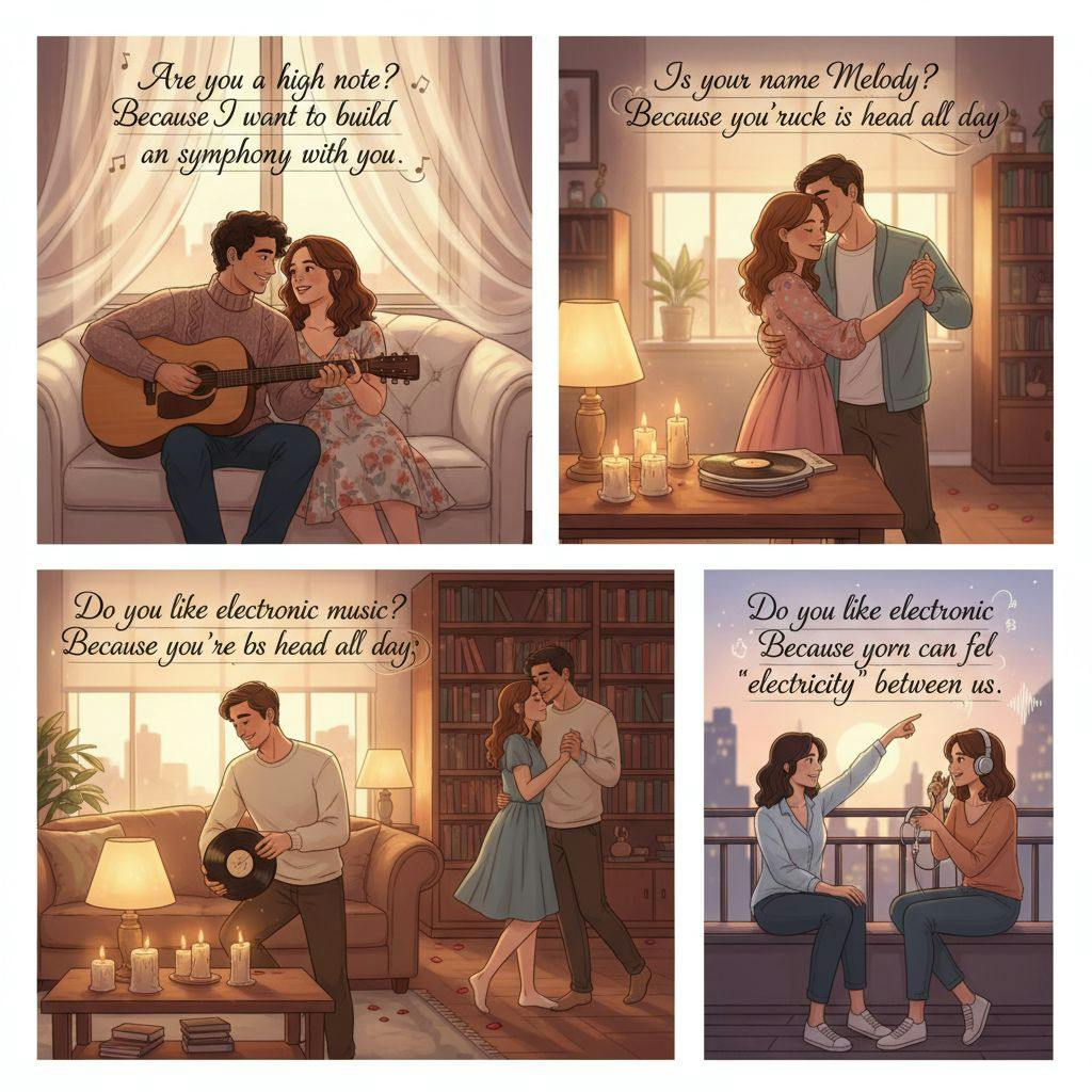 Beautiful illustration for music pickup lines