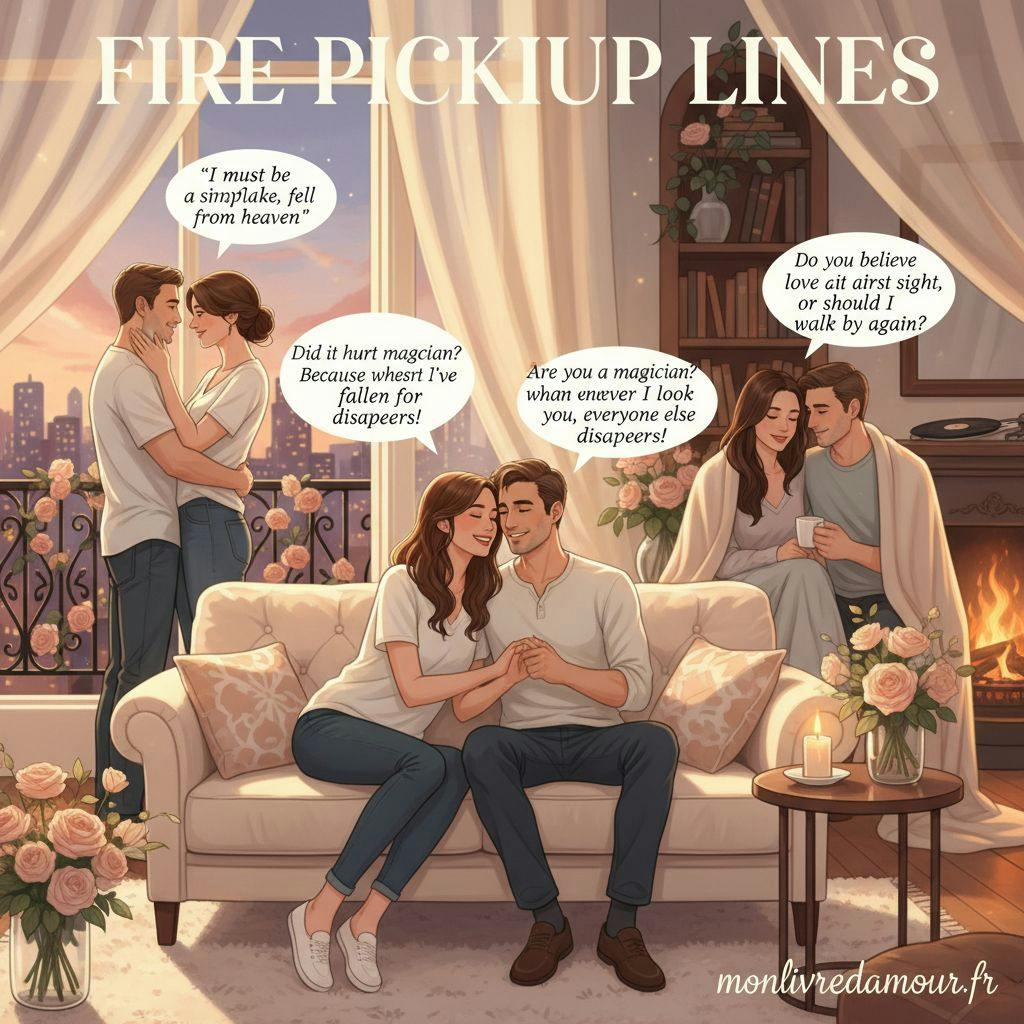 Beautiful illustration for fire pickup lines