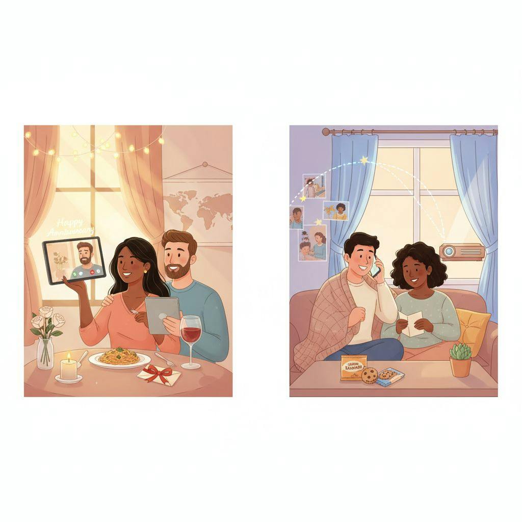 Beautiful illustration for long distance relationship anniversary ideas