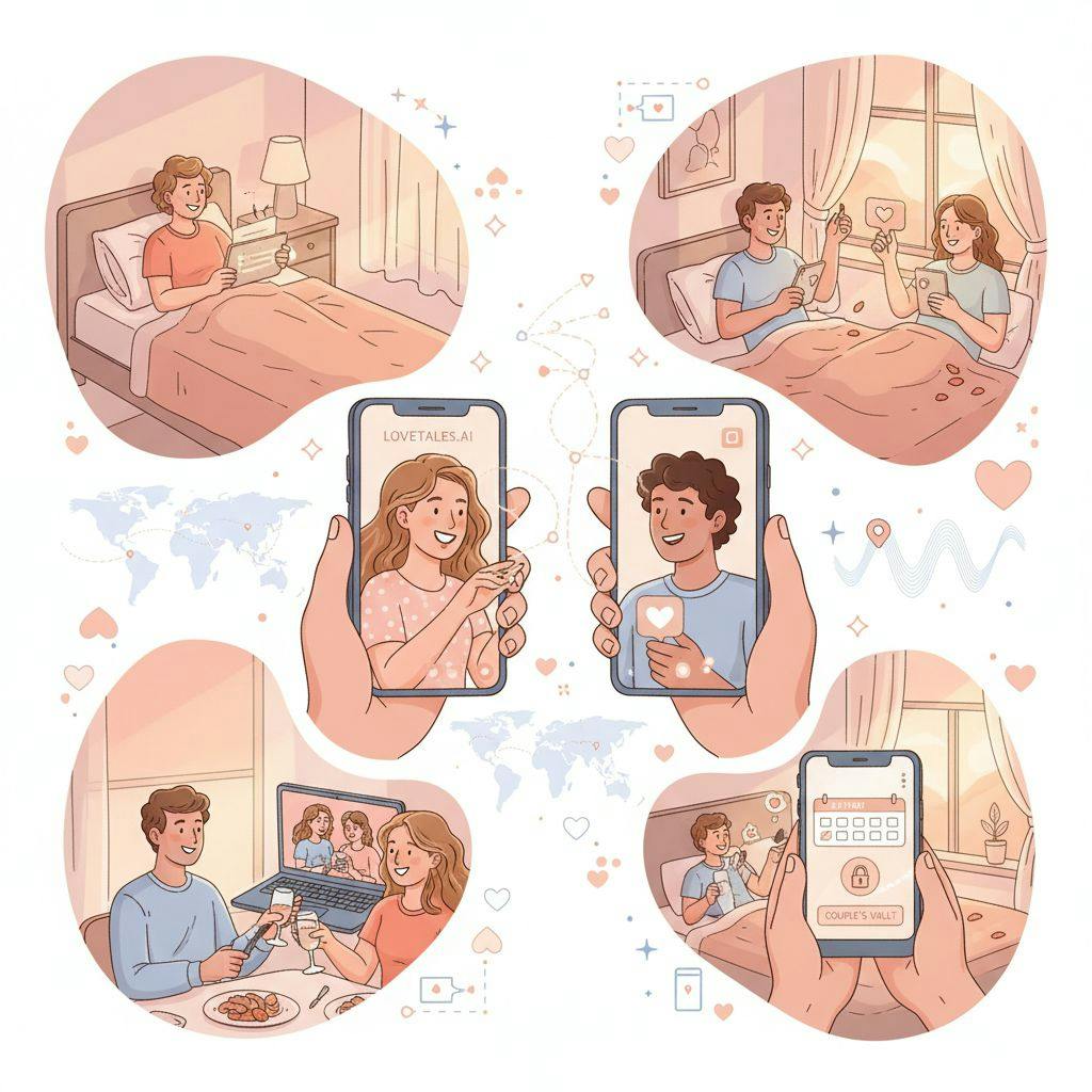 Beautiful illustration for long distance relationship apps
