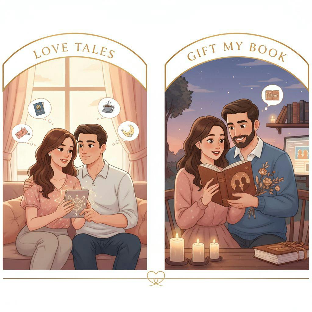 Beautiful illustration for Love Tales vs Gift My Book