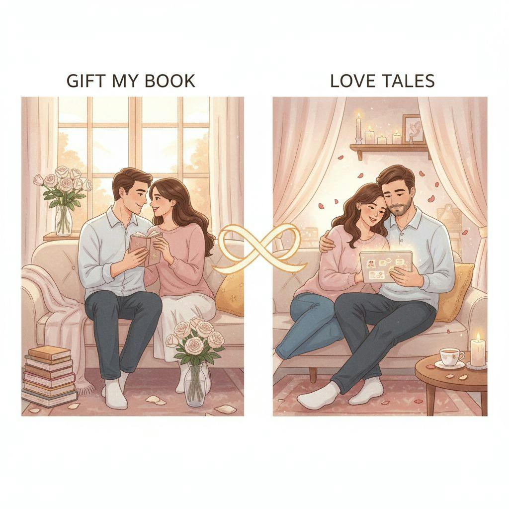 Beautiful illustration for Gift My Book vs Love Tales