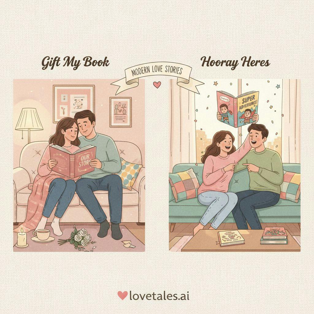 Beautiful illustration for Gift My Book vs Hooray Heroes