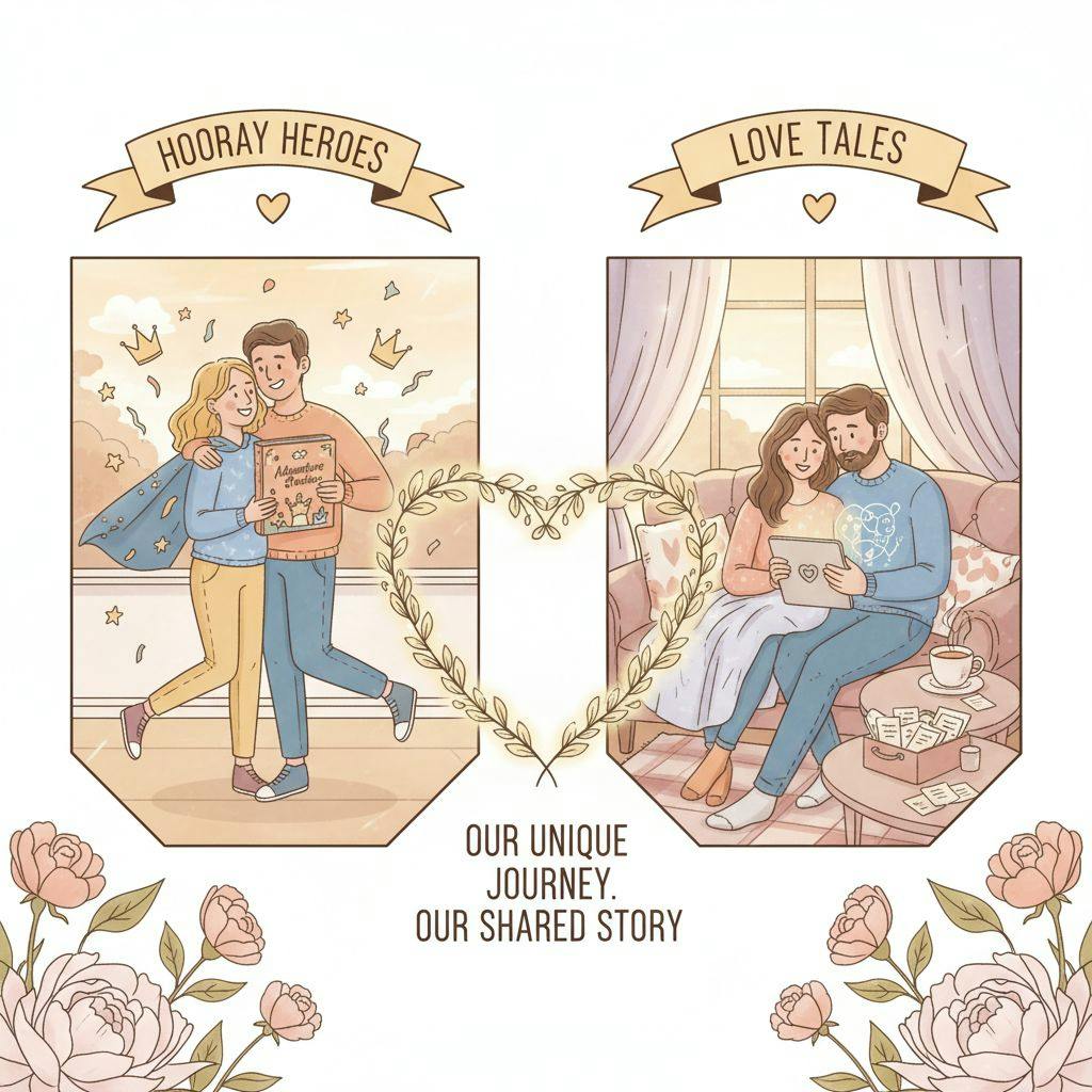 Beautiful illustration for Hooray Heroes vs Love Tales