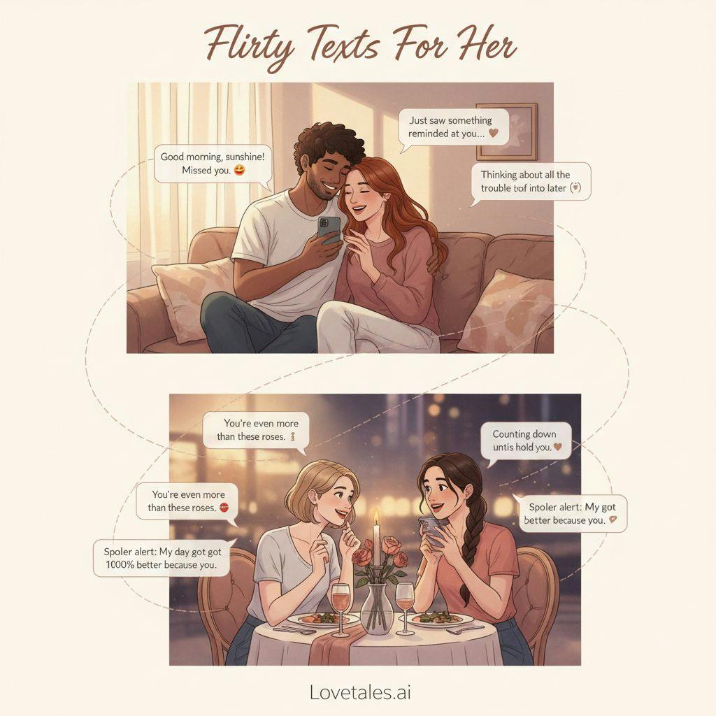Beautiful illustration for flirty text ideas for your girlfriend