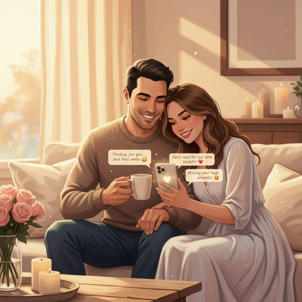 Beautiful illustration for flirty text ideas for your husband
