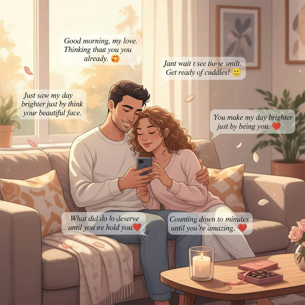Beautiful illustration for flirty text ideas for your wife