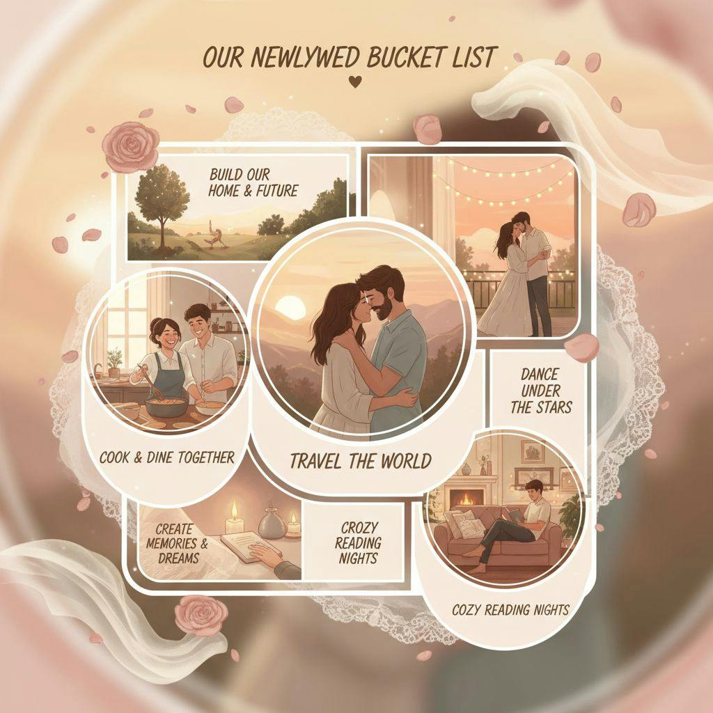 Beautiful illustration for relationship goals bucket lists for newlyweds