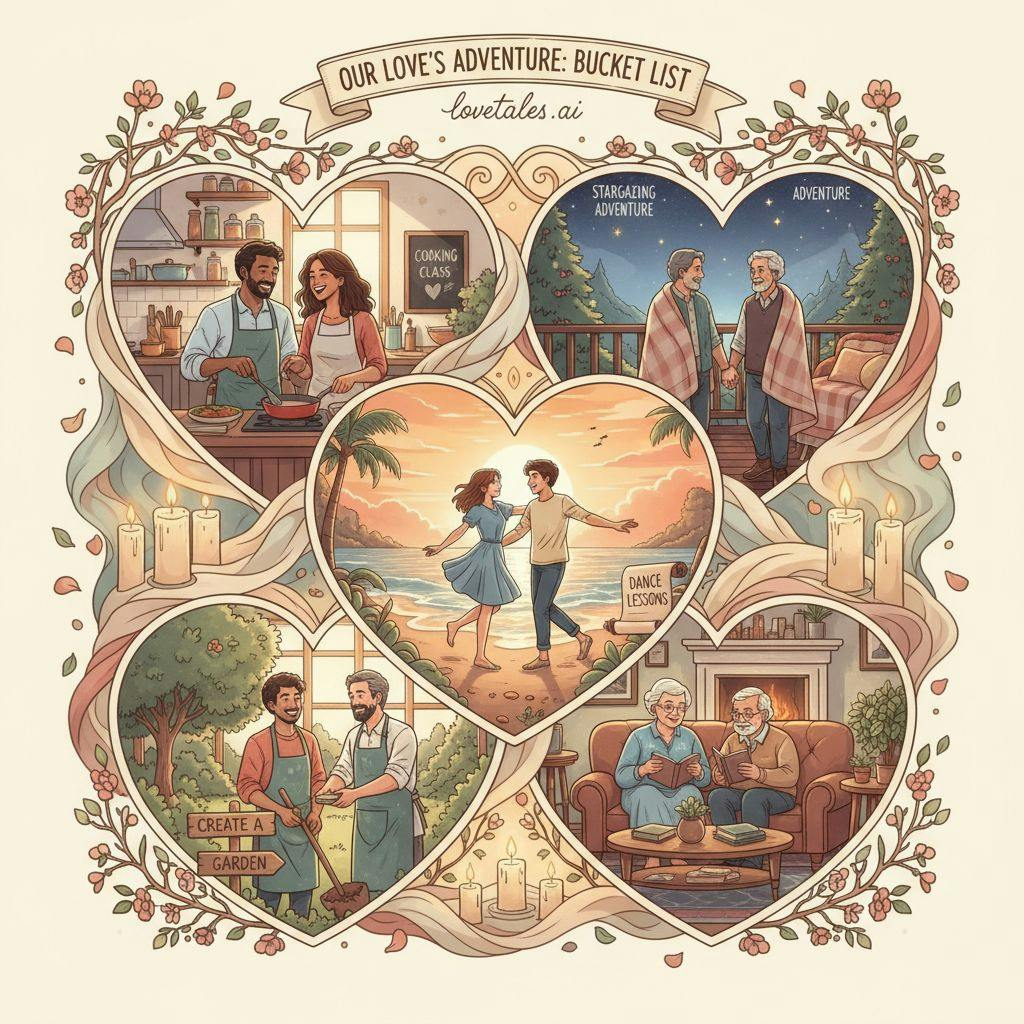 Beautiful illustration for relationship goals bucket lists for married couples