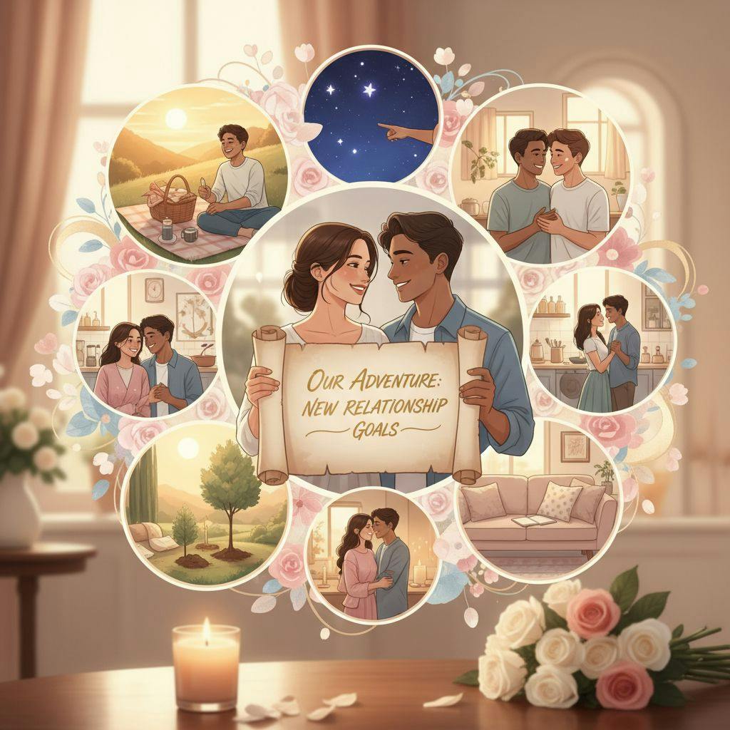 Beautiful illustration for relationship goals bucket lists for new relationships