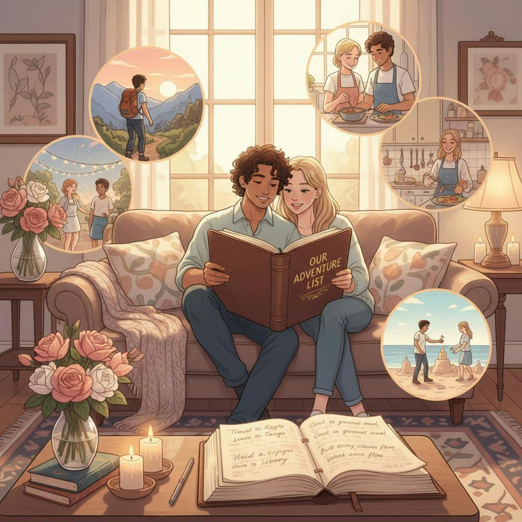 Beautiful illustration for relationship goals bucket lists for committed couples