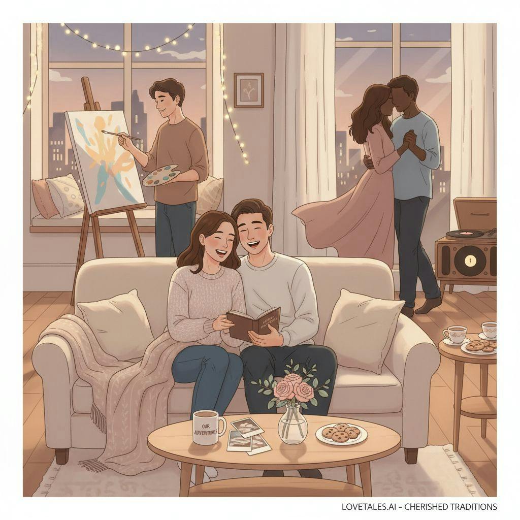 Beautiful illustration for cute traditions for dating couples