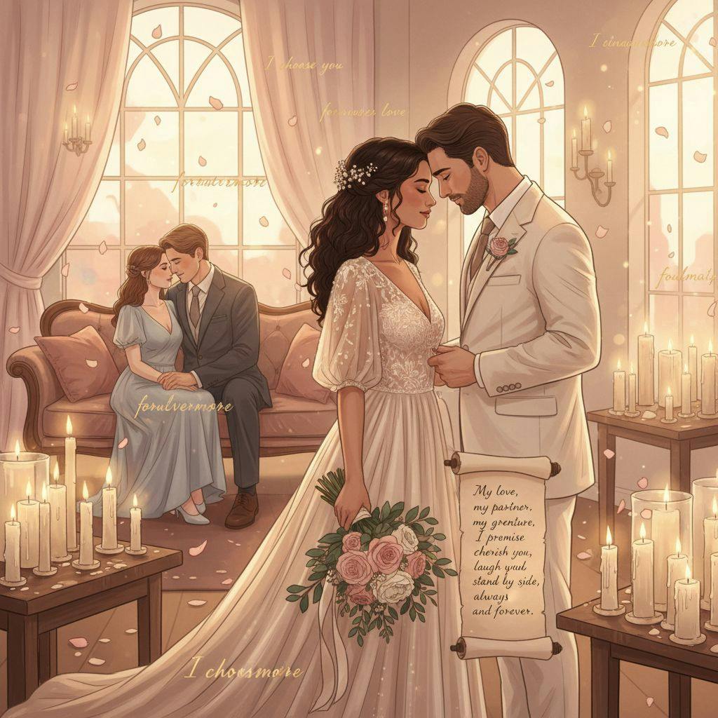 Beautiful illustration for wedding vows examples romantic style