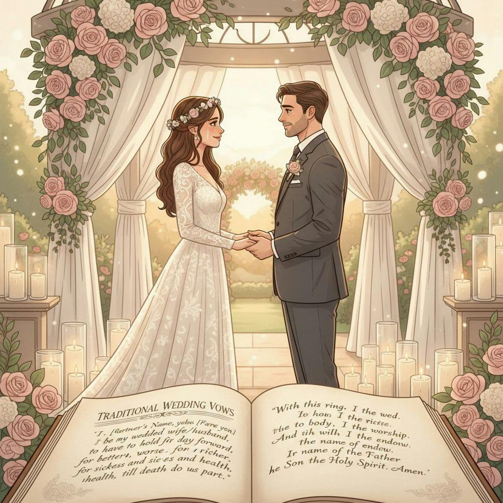 Beautiful illustration for wedding vows examples traditional style