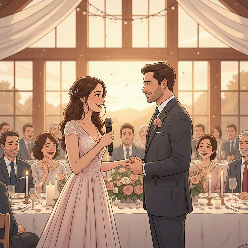 Beautiful illustration for best wedding speeches couple