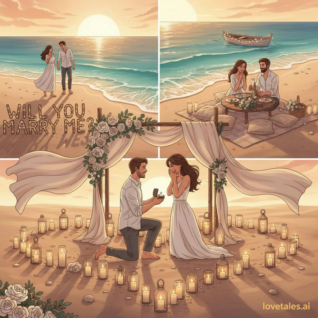 Beautiful illustration for best proposal ideas beach