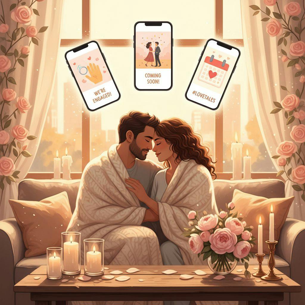 Beautiful illustration for engagement announcement ideas tiktok