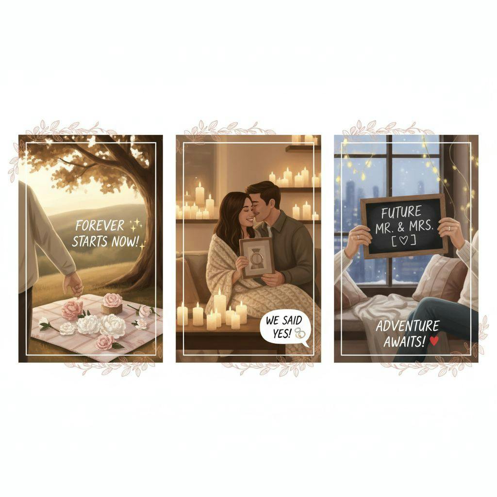 Beautiful illustration for engagement announcement ideas instagram