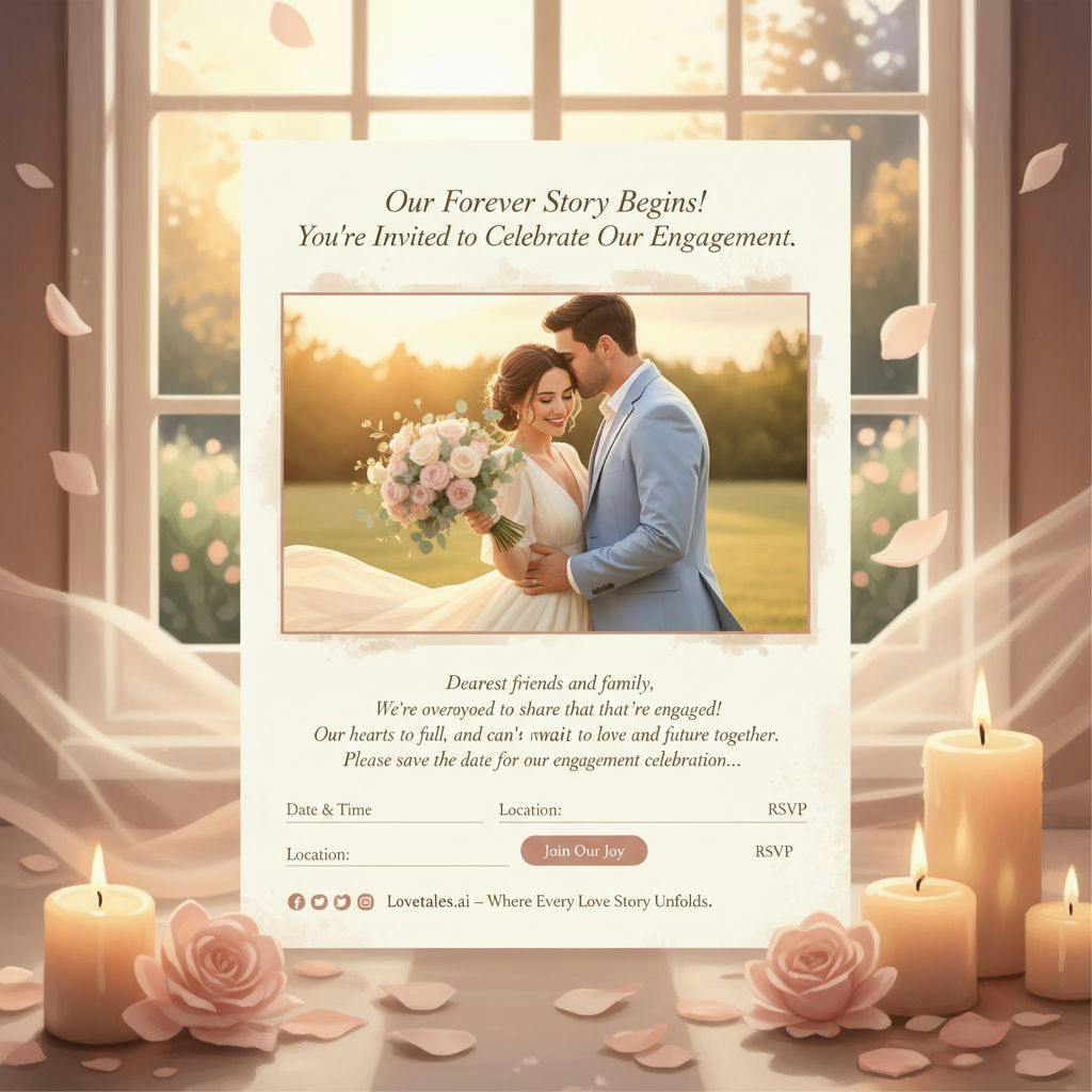 Beautiful illustration for engagement announcement ideas email