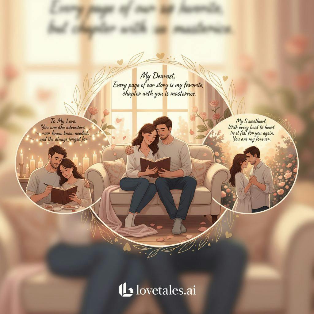 Beautiful illustration for love book message examples romantic tone