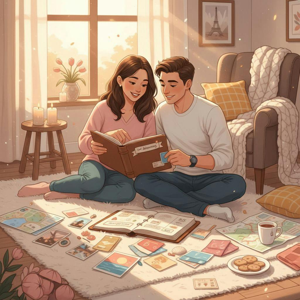 Beautiful illustration for diy romantic scrapbook ideas travel