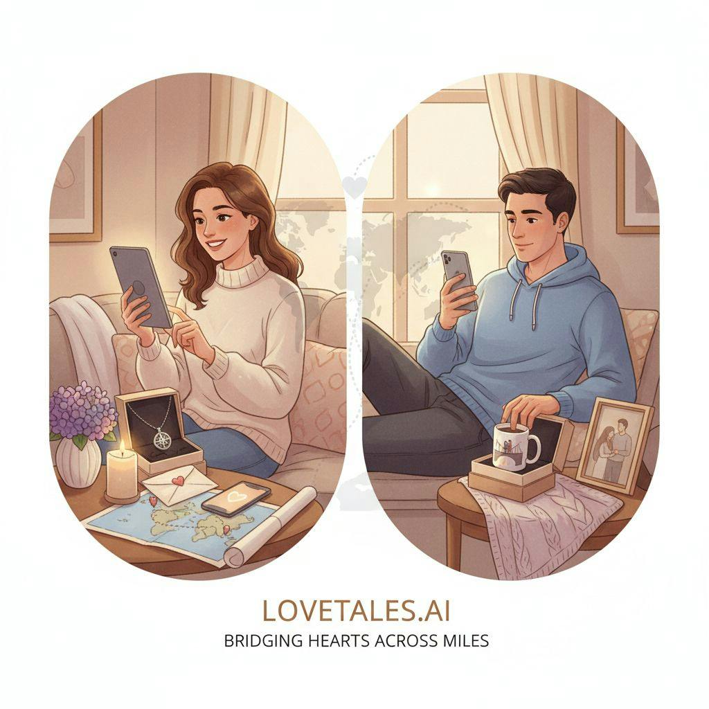 Beautiful illustration for gifts for long distance couples