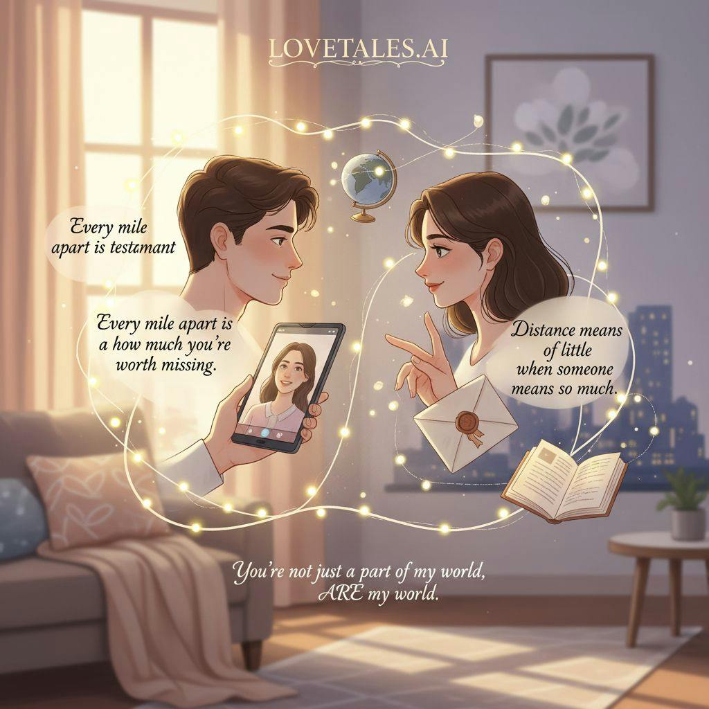 Beautiful illustration for deep miss you long distance relationship quotes