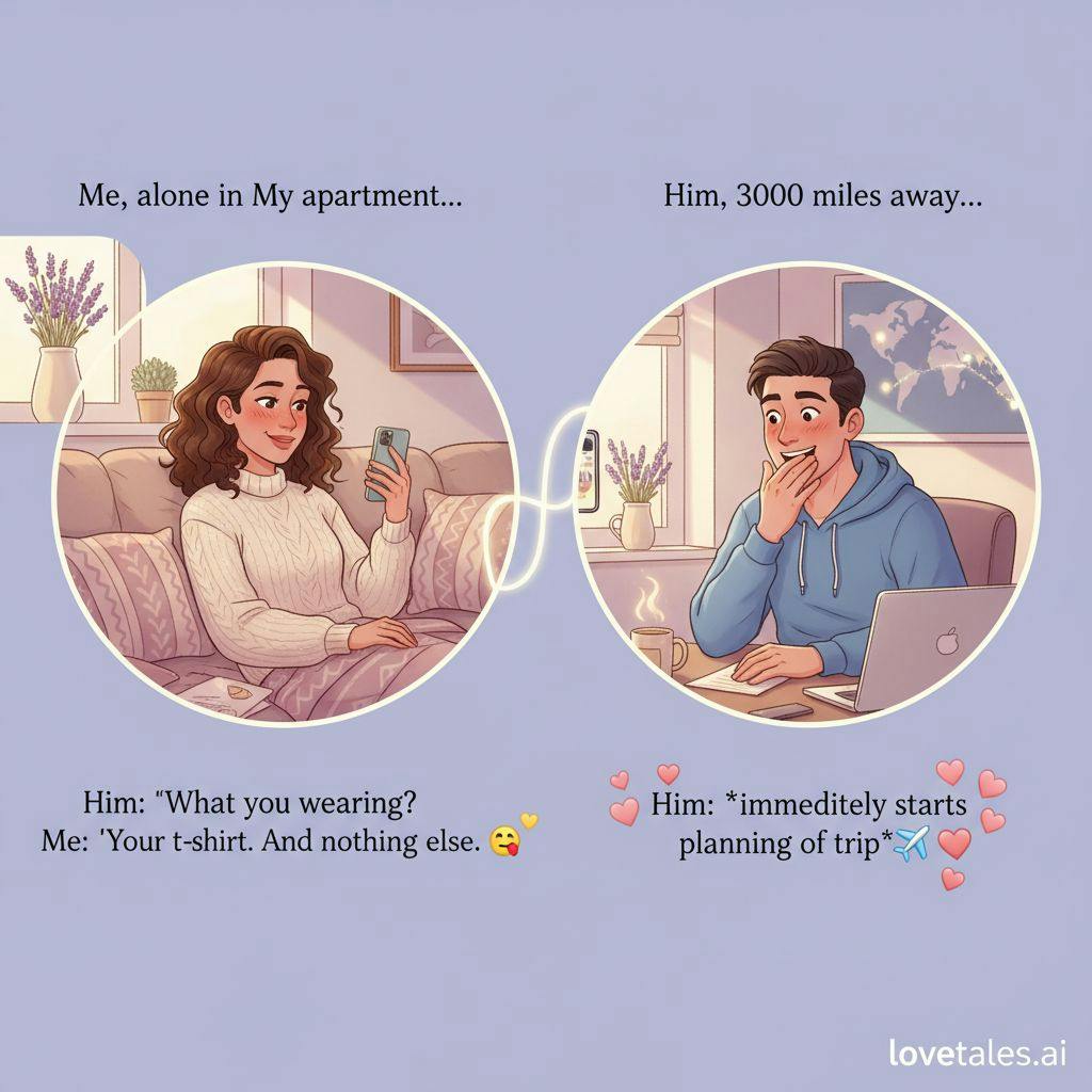 Beautiful illustration for dirty funny long distance relationship meme