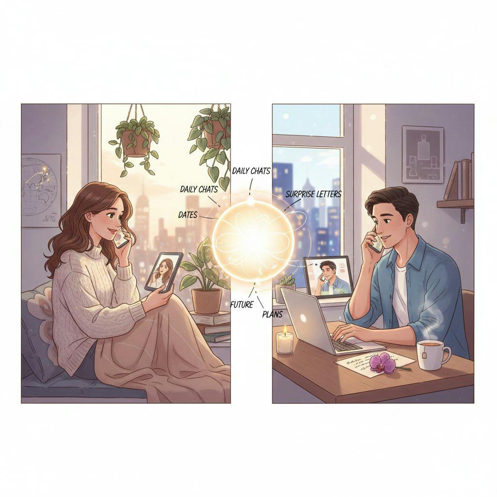 Beautiful illustration for how to cope with long distance relationship