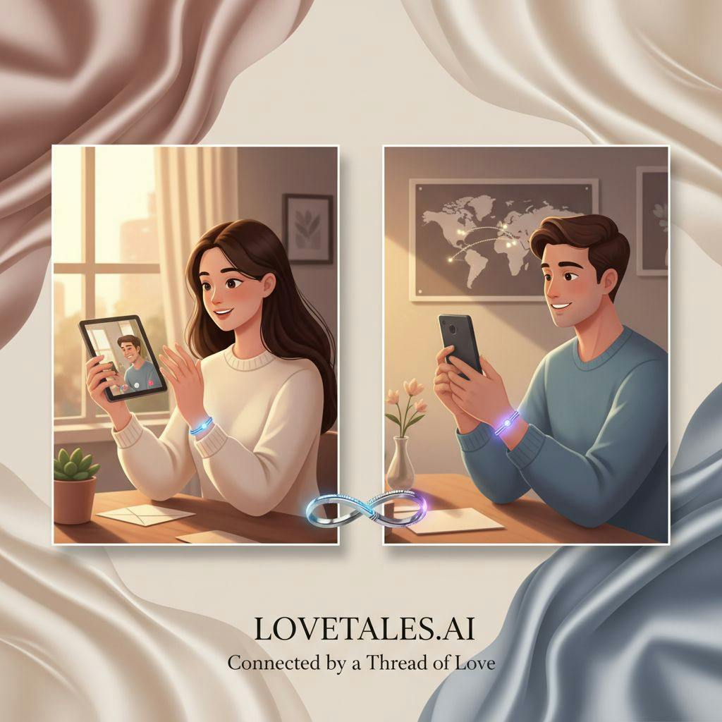 Beautiful illustration for long distance relationship bracelet