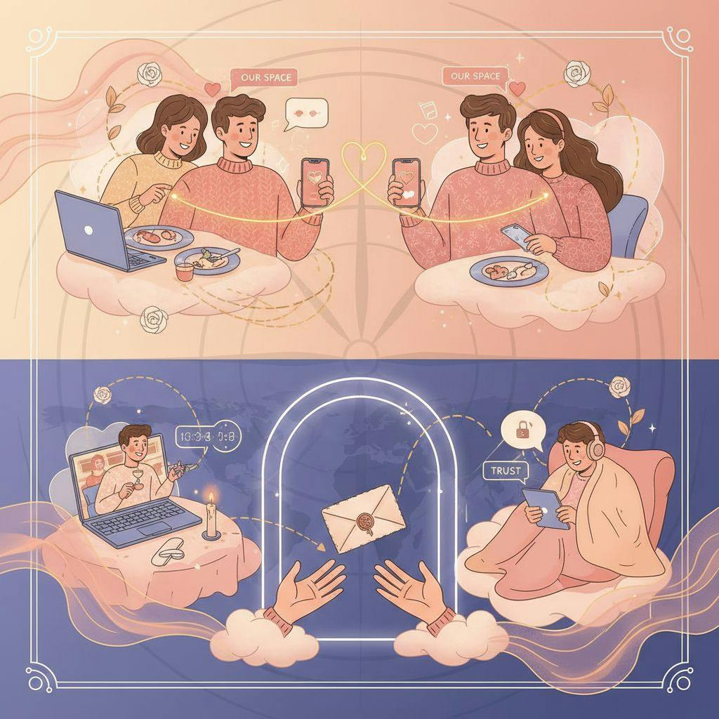 Beautiful illustration for long distance relationship boundaries