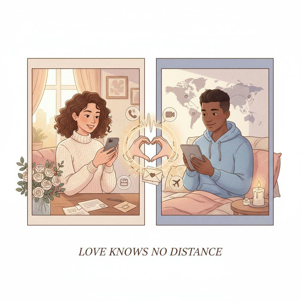 Beautiful illustration for long distance relationship challenges