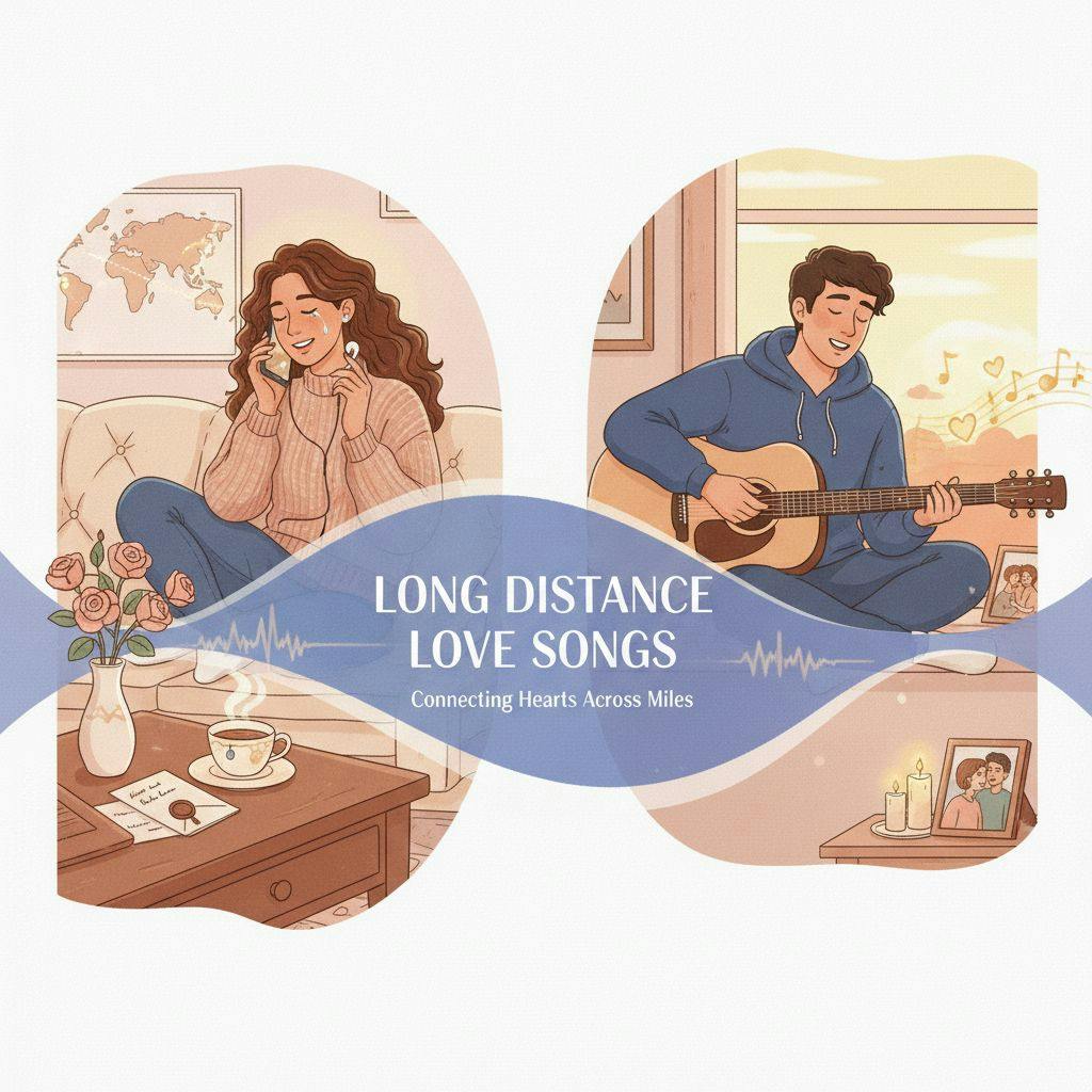 Beautiful illustration for long distance relationship songs