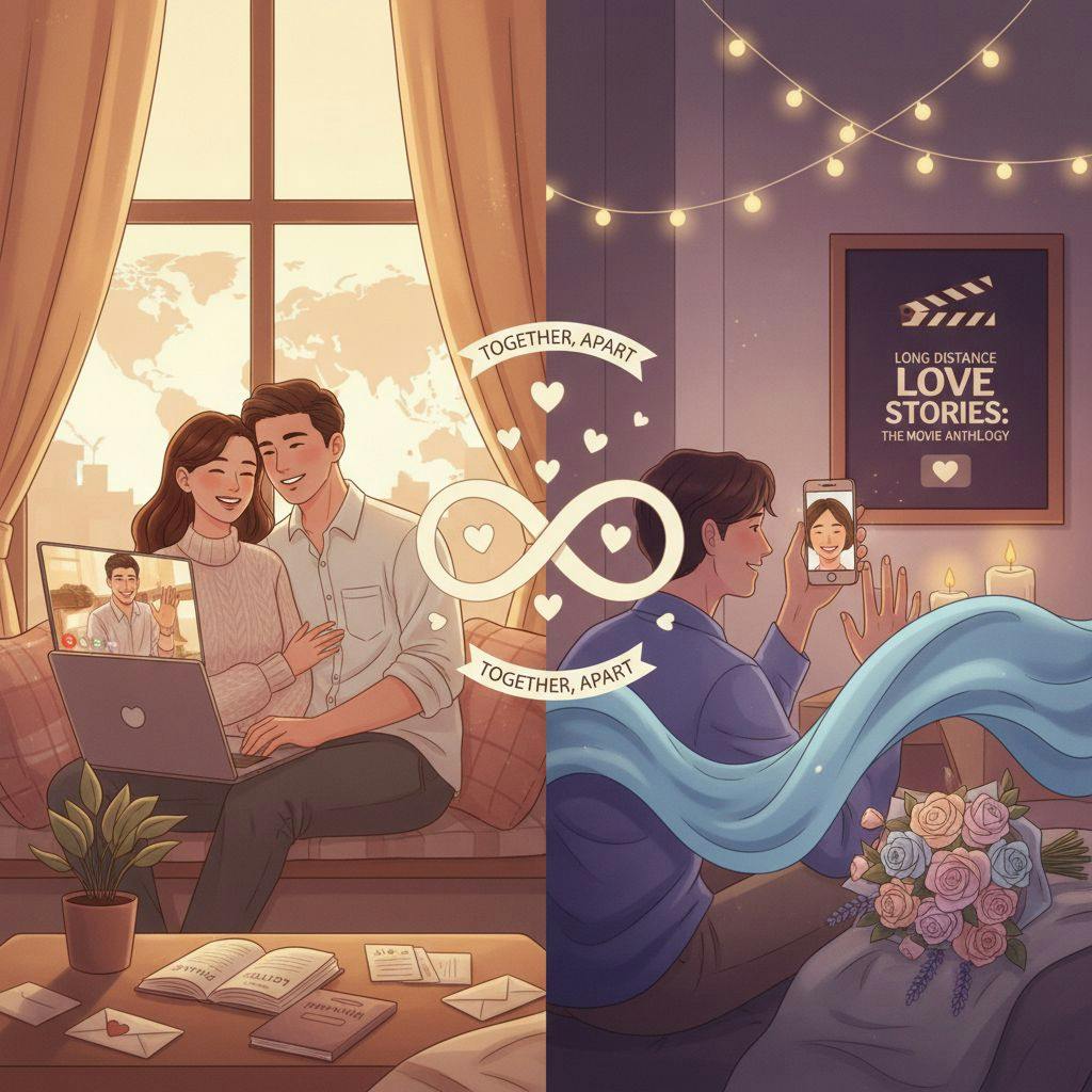 Beautiful illustration for long distance relationship movies