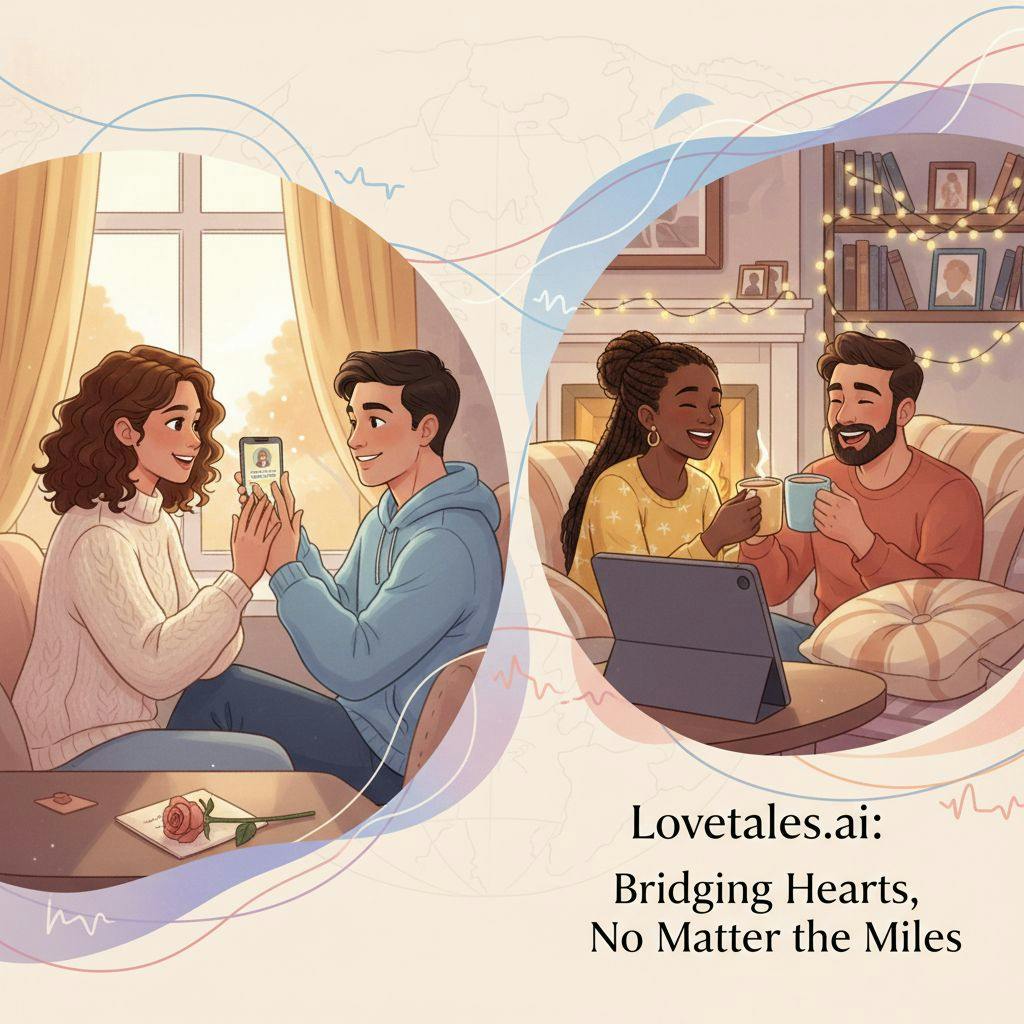 Beautiful illustration for long distance relationship dating apps