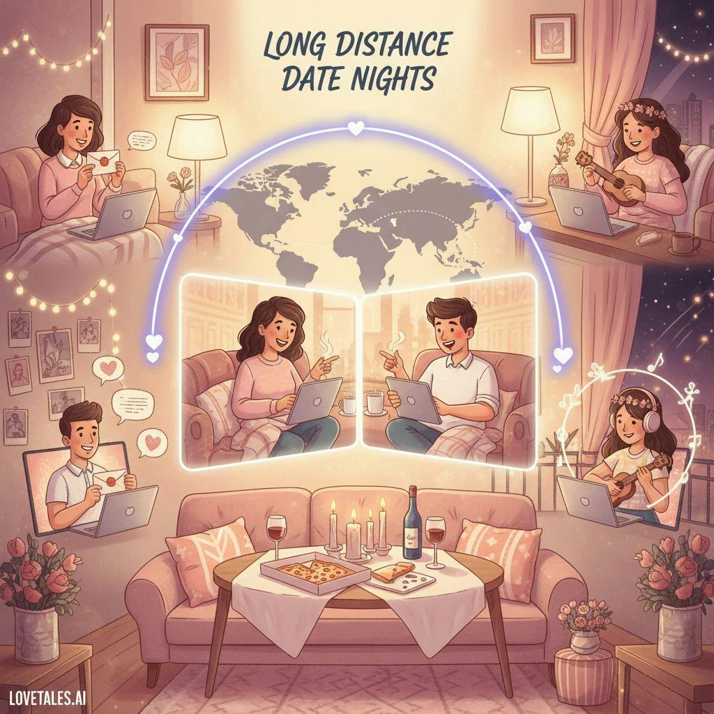 Beautiful illustration for long distance relationship date ideas