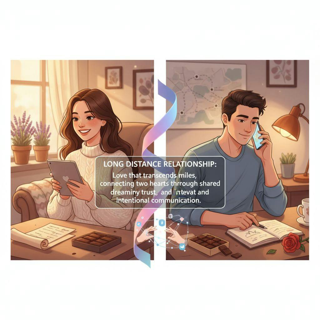 Beautiful illustration for long distance relationship definition
